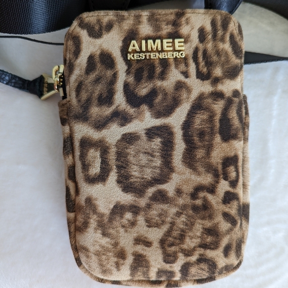Aimee Kestenberg Phone Crossbody Leather Calf Hair Leopard Print Brown Black NWT - Picture 13 of 16